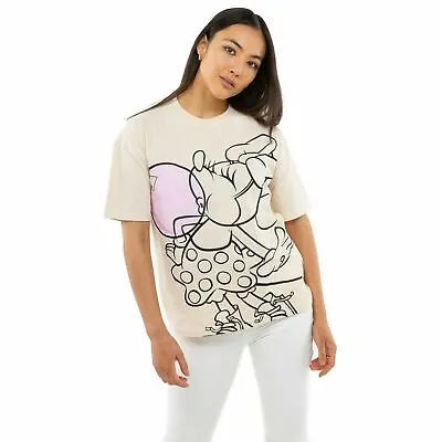 Buy Official Disney Ladies Minnie Bubblegum T-shirt Sand S-XL • 13.99£