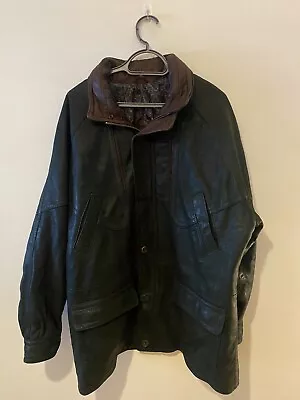 Buy Lakeland Men Mens Genuine Leather Dark Green Jacket Zip Up Collared 44”. • 23.75£