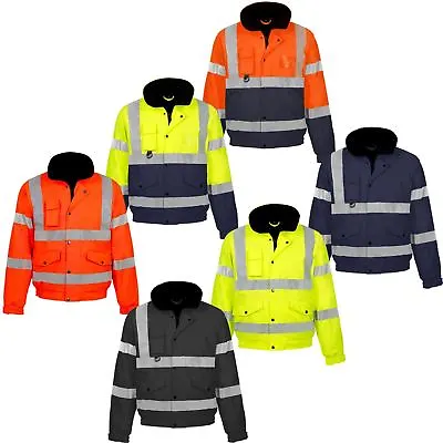 Buy Hi Viz Vis Visibility Safety Bomber Jacket Coat Contractor Highway Waterproof • 26.99£