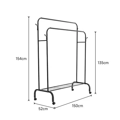 Buy Metal Open Wardrobe Hallway Hanging Rail Bar Clothes Storage Shoe Rack 80-150cm • 30.95£