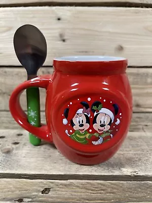 Buy Mickey Minnie Mouse Disney Mug Spoon Big Red Frankford Christmas Holiday Cup Set • 13.50£