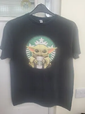 Buy Baby Yoda Grogu Star Wars Mandalorian Starbucks Coffee T Shirt Medium PTP 19  • 10£