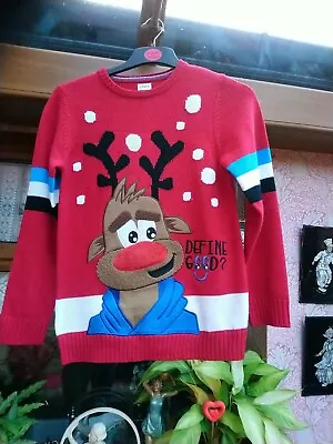 Buy Boys Florence & Fred Red Christmas Reindeer Jumper,Musical & Flashing,Age 12-13  • 15£