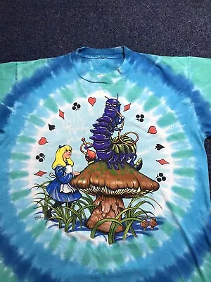 Buy Vintage Alice In Wonderland Graphic Shirt Liquid Blue 2003 XL Tie Dye Original • 50£