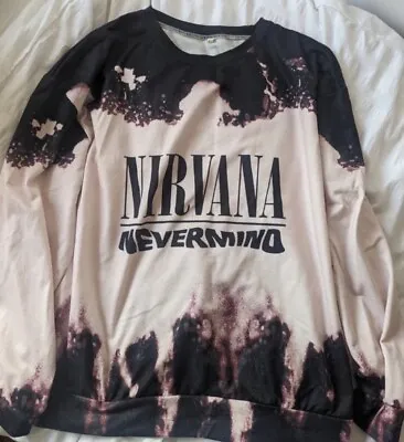 Buy Nirvana Long Sleeve T Shirt Nevermind Rock Band Merch Tee Ladies Size Large • 16.50£
