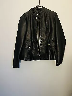 Buy Womens Baccini Faux Leather  Motorcycle Jacket Size Medium • 30.74£