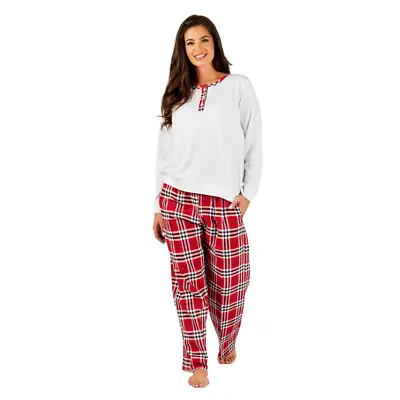 Buy Women’s Christmas Pyjama Sets Cotton Nightwear Checked Long Sleeve Top And Pants • 18.99£