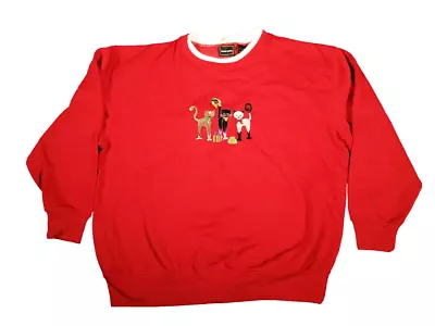 Buy Bobbie Brooks Christmas Jumper Red Large Size 14 16 Vintage Y2K Cats Presents • 16.99£