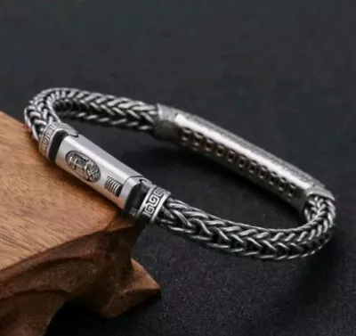 Buy Men's Solid Punk Rock 316L Stainless Steel Foxtail Chain Bracelet Jewellery Gift • 18.85£