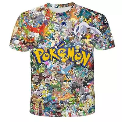 Buy Kids 3D Pikachu Cartoon Casual Short Sleeve T-Shirt Tee Top Gift • 6.98£