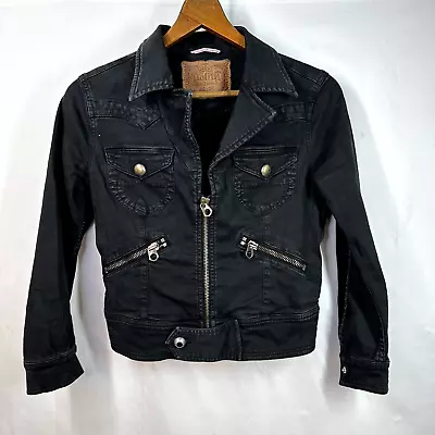 Buy Nolita Denimes Black Denim Jacket Moto Style Coat Fitted Alt Goth Made In Italy • 47.19£