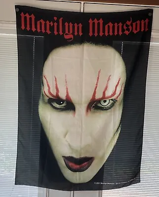Buy Marilyn Manson Face Flag Banner 2001 Cloth 40” X 30” • 48.25£