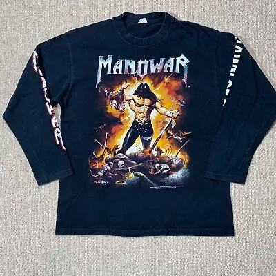 Buy VINTAGE Manowar T Shirt Mens Medium Black Dawn Of Battle Long Sleeve 2003 Rock • 79.99£