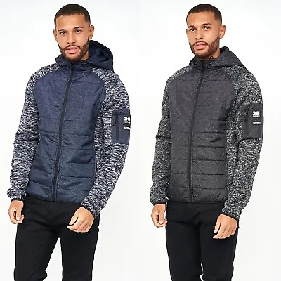 Buy Mens Crosshatch Fleece Zipped Hooded Fitted Jacket Hoodie Windbreaker Coat • 21.95£