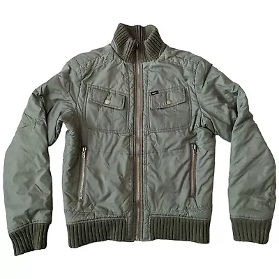 Buy Lee Premium Select Army Green Men's Puffer Quilted Bomber Jacket Size M Medium • 13.99£