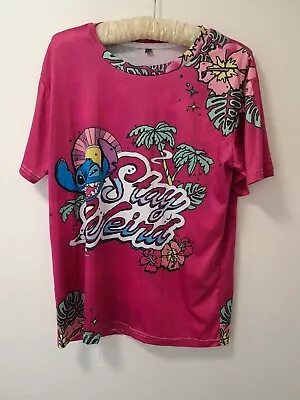Buy Hot Pink Stitch Stay Weird T-Shirt Large • 9.99£