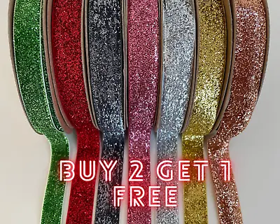 Buy 20mm Glitter Velvet Ribbon Gift Wrap Party Christmas Jewellery Craft Wedding • 1.99£