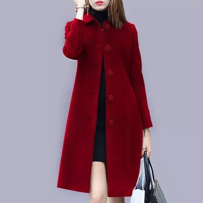 Buy Womens Winter Warm Trench Coat Formal Lapel Long Jacket Blazer Suit Overcoat Uk • 27.59£