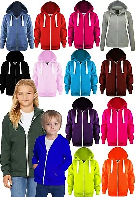 Buy Boys Girls Kids New Cotton Plain Zip Hoodie Pullover Sweatshirt Age 7-13 Years  • 8.99£