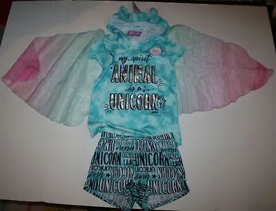 Buy NEW Justice Girls 12 Plus PJ's Spirit Animal Unicorn Removable Wings Pajamas Set • 15.39£