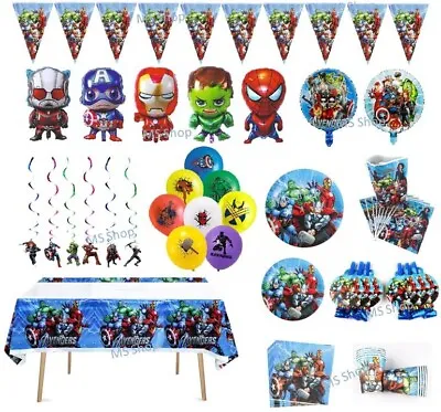 Buy Avengers Theme Table Cloth, Plates, Swirls, Flags Kids Birthday Party Decoration • 12.99£