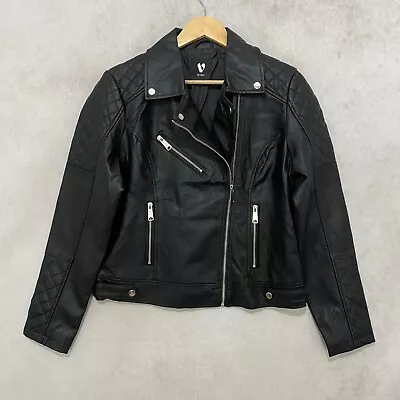 Buy V By Very Leather Biker Jacket Women's Size UK 12 • 44.99£