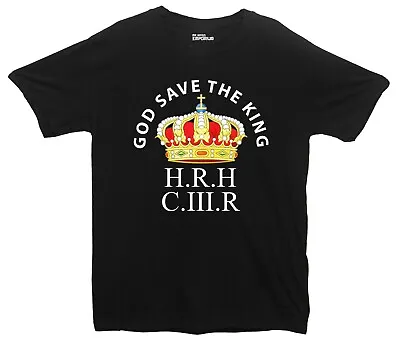 Buy God Save The King H.R.H C.III.R Coronation With A Crown Printed T-Shirt • 13.50£