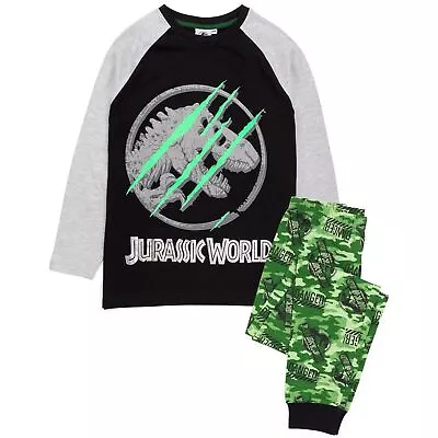 Buy Jurassic World Boys Camo Long-Sleeved Pyjama Set NS6752 • 17.99£