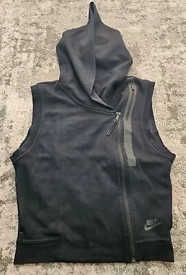Buy Nike Tech Fleece Sleeveless Zip Front Hoodie Hooded Vest Black Size S • 29.99£