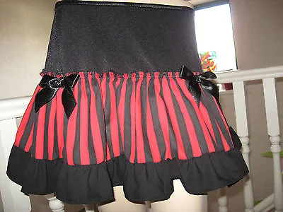 Buy Red Striped Skirt Black Frilly All Sizes Gothic Clothing Party Rock Steampunk • 33.50£
