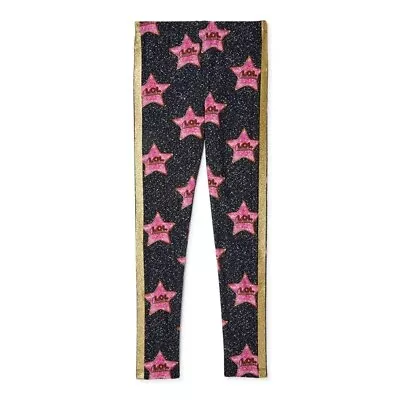 Buy NEW♈Girl's Printed  Stretch Knit Leggings By LOL Size XS~Navy/pink/silver/gold • 5.10£