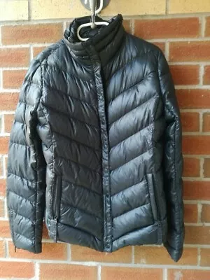 Buy Gap Black Down Filled Padded Quilted Jacket Coat Size S (8 - 10) Chevron Design • 15£