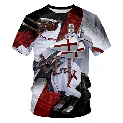 Buy New Knight Templar Divine Cross Women Men T-Shirt 3D Print Short Sleeve Tee Tops • 15.97£