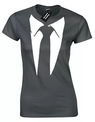 Buy Shirt & Tie Ladies T Shirt Tee Funny Fancy Dress Tuxedo Joke Womens • 7.99£