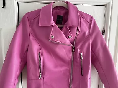 Buy Pink Faux Leather Jacket Size 6 • 15£