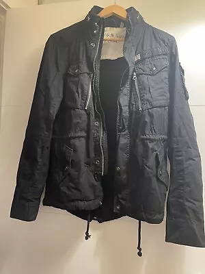 Buy Schott NYC Military Field Squad Jacket Men's Size S Black Cotton Hooded Coat • 20£