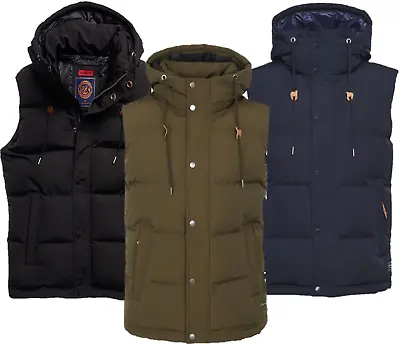 Buy Superdry Gilet Mens Hooded Bodywarmer Everest Gilet Jacket Smart Hoodie Gilet • 44.99£