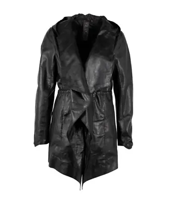 Buy Mauritius - NEW - Cleo Hooded Leather Jacket / Parka - Black - XS - RRP £268 • 85£