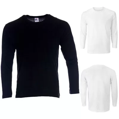 Buy Mens T Shirts Long Sleeve Crew Neck Regular Fit Casual Cotton Plain Tee S - 2XL • 4.99£