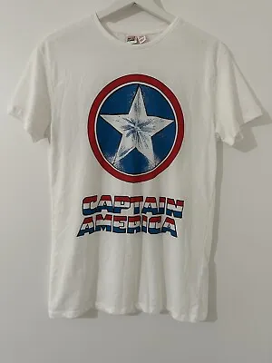 Buy Marvel Comics T-Shirt Mens Size Small Captain America White Short Sleeve Logo • 5£