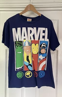 Buy Marvel Comics Mens Blue T-Shirt, Hulk, Thor, Iron Man, Capt America,  Medium • 3.99£