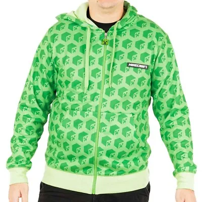 Buy Minecraft - Creeper All-Over Print Zip-Up Hoodie Large Unisex Brand New • 38.92£