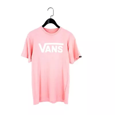 Buy Vans Pink White Logo Front Classic Fit Short Sleeve Jersey T-Shirt - Size S • 16£