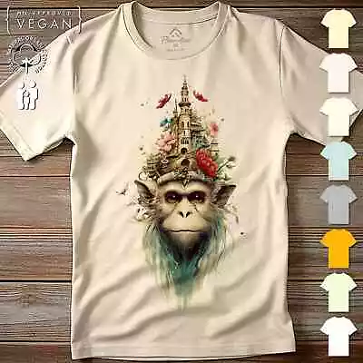 Buy Monkey Castle Mens T-Shirt Animals Nature Trees Flowers Birds Fantasy F032 • 9.99£