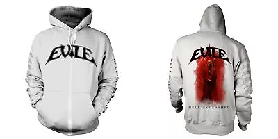 Buy Evile - Hell Unleashed (White) (NEW MENS ZIP UP HOODIE ) • 47.73£