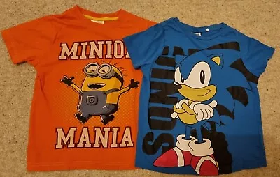 Buy Boy T Shirts Size 4-5 Years, Sonic, Minion • 4.99£