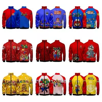 Buy The Super Mario Bros 3D Hoodie Stand Collar Zip Jacket Harajuku Coat Sweatshirt • 31.97£
