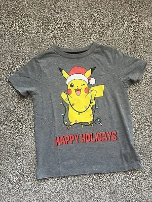 Buy Old Navy Boys Gray Happy Holidays Pikachu Pokémon Christmas Shirt - Size XS (5) • 3.15£
