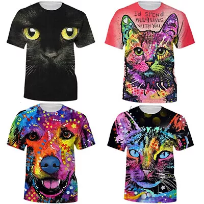 Buy Colorful Dean Russo Cat 3D Print Men Casual Short Sleeve Unisex T Shirt Tee Top • 9.59£