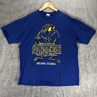 Buy Vintage Looney Tunes Taz Warner Bros T Shirt XL Blue 1998 USA Attitude Devil • 34.99£